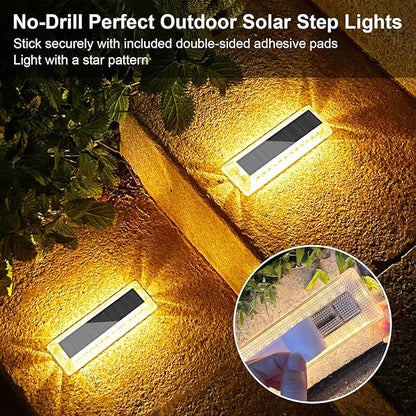 Lacasa Solar Deck Lights, Solar Lights Outdoor Waterproof IP68, 4 Pack Solar Powered Pathway Yard Driveway Step Landscape Light, LED Lighting 50LM for Garden Path Walkway Stair Patio, Warm White 2700K