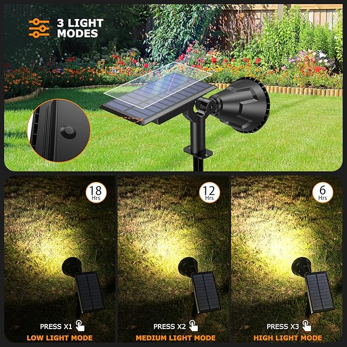 Solar Spot Lights Outdoor, 21 LEDs Solar Landscape Lights Auto On/Off with 3 Modes, IP67 Waterproof Solar Yard | Lumora