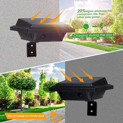 UniqueFire Solar Gutter Lights - 40 LED Outdoor Fence Lights, Waterproof Security Lamps for Eaves, Garden, Landscape, Walkway (8PCS Black & Cold White)