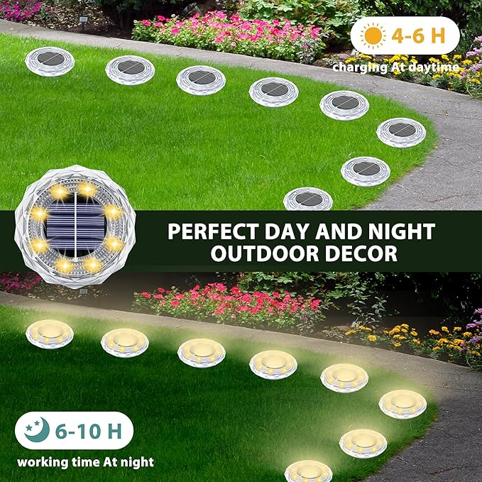 Solar Ground Lights 8 Pack Waterproof Outdoor Solar Lights for Yard Led Solar Garden Lights Bright Solar Powered | Lumora