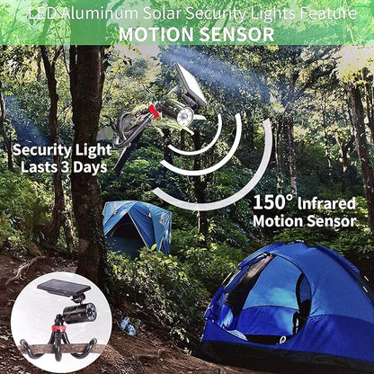 Free 100-DAY Replacement/Refund, Solar Motion Lights Outdoor Waterproof, Solar Security Spot Lights Motion Outdoor Camping Lights for Outside Camp Patio, Fence, Deck, Post(2Pack)