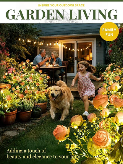 GIGALUMI Solar Lights Outdoor for Garden Decor, 4 Pack Solar Flower Lights Waterproof, 2 Lighting Modes 28 Rose Flowers for Pathway,Yard, Patio Decoration, Gardening Gifts for Women (Pink)