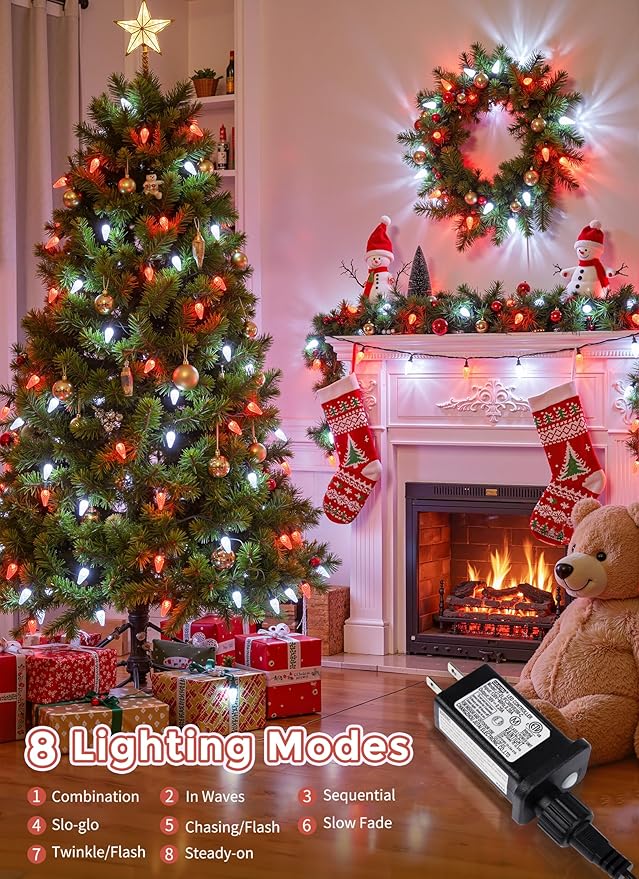 C9 LED Christmas Lights Outdoor, 81 Feet 100 LED String Lights with Timer & 8 Light Mode, Waterproof Commercial | Lumora