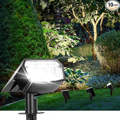 Solar Spot Lights Outdoor Waterproof 10 Pack IP65, 63 LED 3 Lighting Modes Spotlights for Yard Garden House Garage Pathway