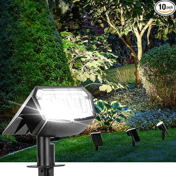 Solar Spot Lights Outdoor Waterproof 10 Pack IP65, 63 LED 3 Lighting Modes Spotlights for Yard Garden House Garage | Lumora