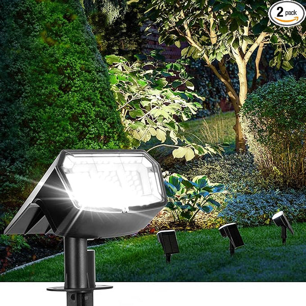 Solar Spot Lights Outdoor Waterproof 2 Pack IP65, 63 LED 3 Lighting Modes Spotlights for Yard Garden House Garage | Lumora