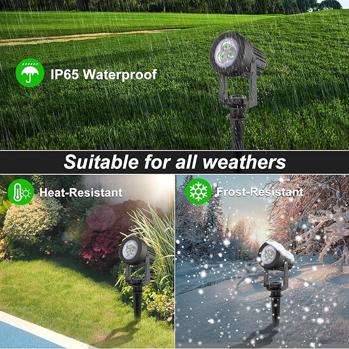 Green Solar Spot Lights Outdoor, 2 Pack Solar Landscape Spotlights IP65 Waterproof 9.8ft Cable, Auto On/Off Outdoor | Lumora