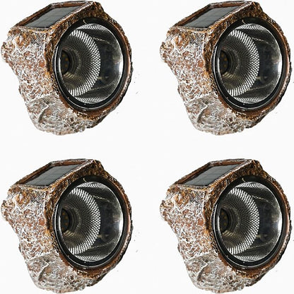 Solar Rock Light Led 4 Pack Waterproof Garden Stone Lights Outdoor Landscaping Spotlights, Yard Patio Pathway Driveway …