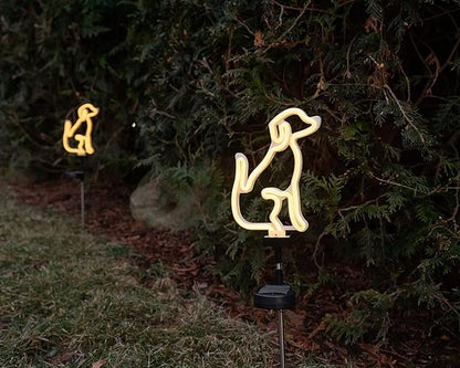 Touch Of ECO Solar LED Neon Dog Stake Light - Warm White- Outdoor Garden Décor, Yard Ornaments,Landscape Light, Patio Walkway Decoration - Gift for Dog Lovers, Birthday, Christmas