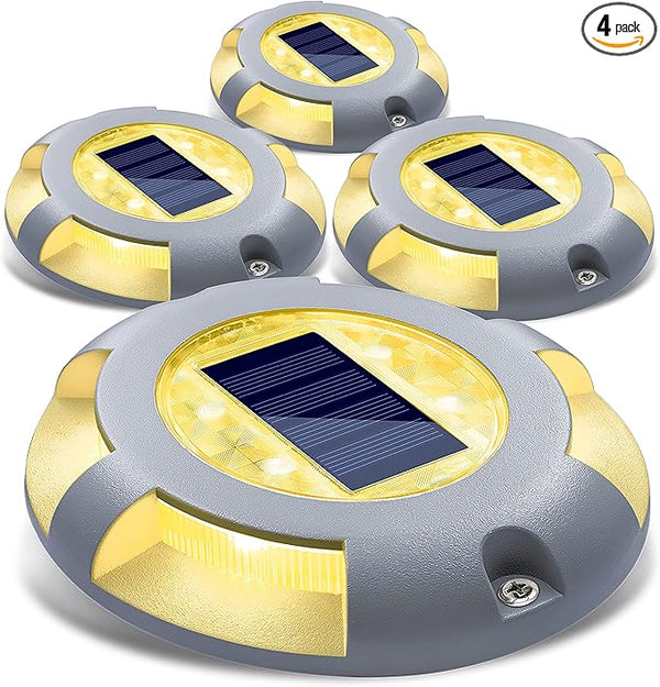 SIEDiNLAR Solar Deck Lights Driveway Dock LED Light Solar Powered Outdoor Waterproof Road Markers for Pathway Step | Lumora