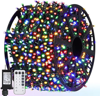 328 FT 1000 LED Christmas Lights, Waterproof Christmas Lights Outdoor with 8 Modes&Timer, Plug in Fairy Light for Xmas Garden Patio Tree Party Holiday Decoration（ Multicolor）