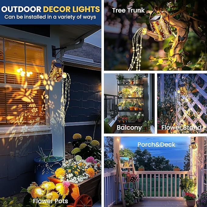 Solar Lights Outdoor Garden Decor, Solar Lanterns Watering Can Lights Gardening Gifts for Mom Women Grandma | Lumora