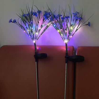 Solar Daisy Flower Decorative Garden Lights, 28 LED, Blue, Green, Multicolor, Waterproof, Solar Powered, Modern Style, Outdoor, 2 Pack