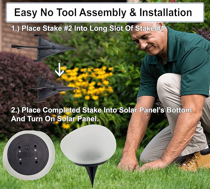Sale Solar Rock Pathway LED Lights Waterproof Cobblestone Shape Garden, Stair Yard Decor - Cool White Pave Stone Markers - Durable and Energy Efficient - 1pc