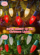 100 Feet Led Christmas Lights, Red and Warm White C9 Christmas String Lights Outdoor, 100 Strawberry Bulbs | Lumora