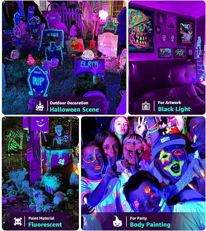 SUNVIE LED Black Light Spot Light Outdoor 10W Blacklight Spotlight Waterproof Halloween Spot Light Outdoor Black Light 120V Purple Spotlight Blacklights for Glow Party Decorations, 2Pack