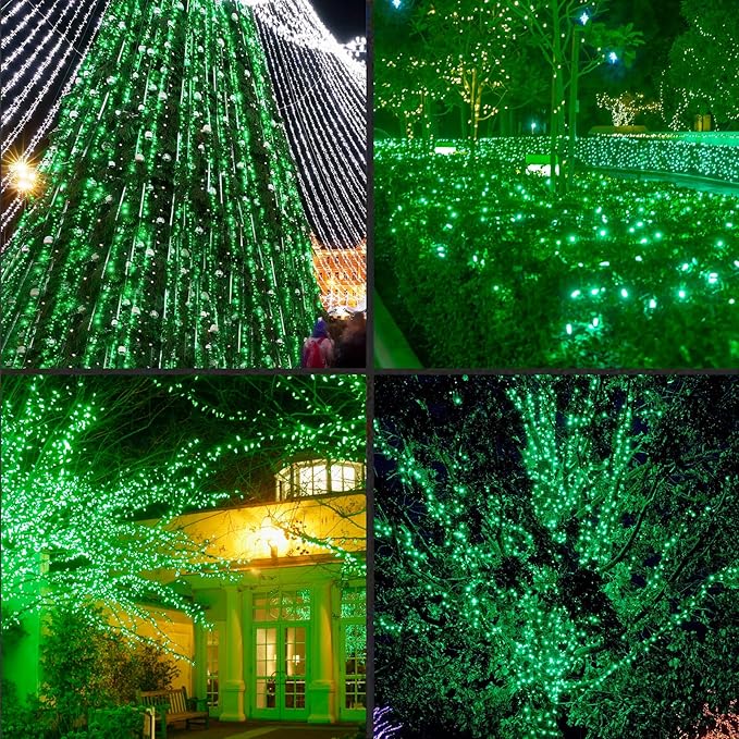 LAMPHOME St. Patrick's Day Lights Outdoor Waterproof, 25FT 50LED Green String Lights Plug in, Christmas Lights for St. Patrick's Day Party Carnival Supplies, Outdoor Yard Garden Decor