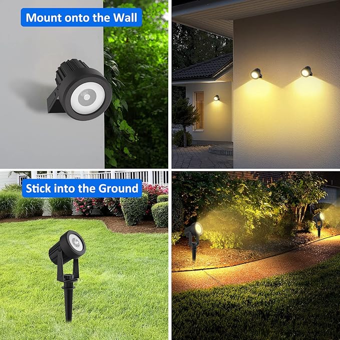 T-SUNUS Solar Christmas Spotlight Outdoor Warm White 3000K, 4-in-1 Spot Lights IP65 Waterproof 9.8ft Cable 5W | Lumora