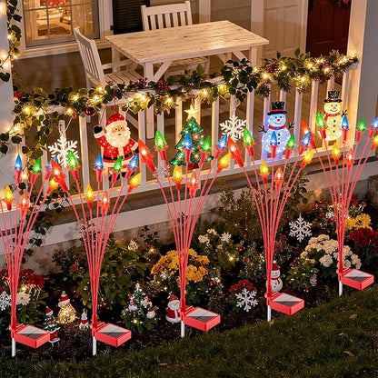 4 Packs Christmas Berry Solar Garden Light with Multiple Colors, Auto ON/Off Solar Lights Outdoor Swaying in The Wind, Christmas Decorating Outdoor Yard Light for Pathway, Pond, Courtyard