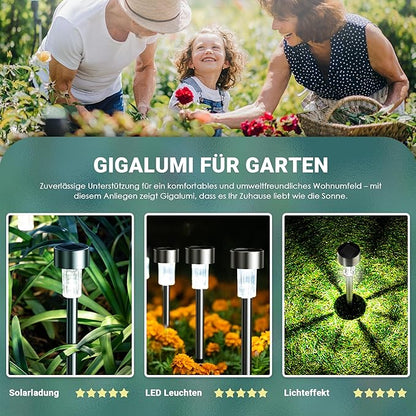 GIGALUMI Solar Lights Outdoor Outdoor Decor, 12 Pack Patio Lights 2 Pack Garden Lights for Yard Lawn Pathway Backyard Driveway