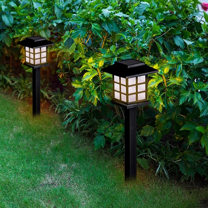 LAUREL CANYON 8 Pack Solar Pathway Lights, Outdoor Solar Landscape Lights, Walkway Lights with LED Light Bulbs for Garden, Path, Yard, Driveway Black