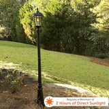 Gama Sonic Solar Outdoor Lamp Post Light, Black Cast Aluminum and Beveled Glass Panels, 10-Year Royal Bulb, Warm | Lumora