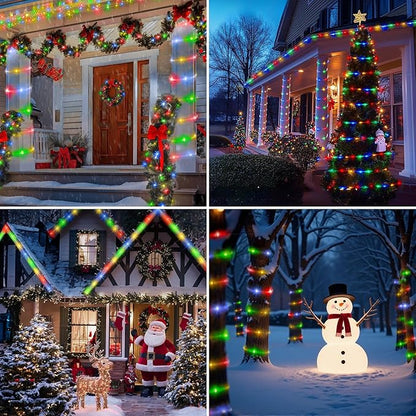 Jnaurb 2-Pack Battery Operated Rope Lights for Outside, Total 66FT 200LED 8 Modes Battery Operated String Lights, Waterproof Christmas Fairy Light with Remote for Outdoor Indoor Xmas Decor -Multicolor