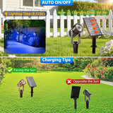 T-SUNUS Solar Spot Lights Blue Metal Outdoor Christmas Spotlights with 9.8ft Cable, IP65 Waterproof Separated Panel | Lumora