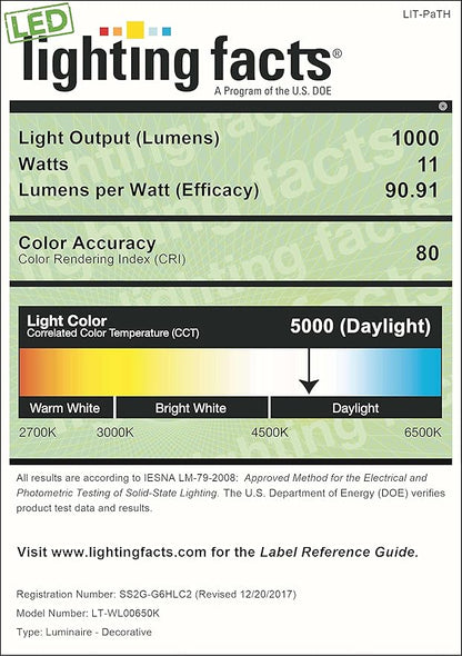 LIT-PaTH Outdoor LED Wall Lantern, White Large Exterior Wall Light Fixture, 5000K Daylight White, 11W 1000 Lumen, Anti-Rust Aluminum Porch Lighting for Outside, Patio, Garage, 1 Pack