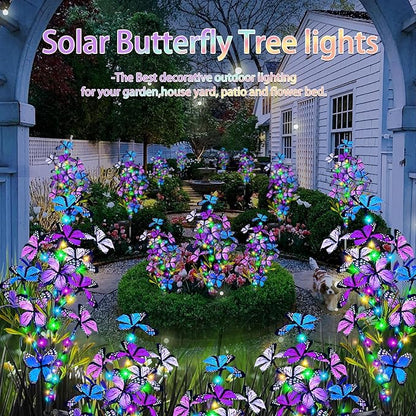 Solar Garden Lights Outdoor Waterproof, 6 Pack Solar Butterfly Lights with 60 LED 12 Butterfly Colorful Lighting for Garden Yard Lawn Outdoor Decor, Gift for Mom Women Mother's Day