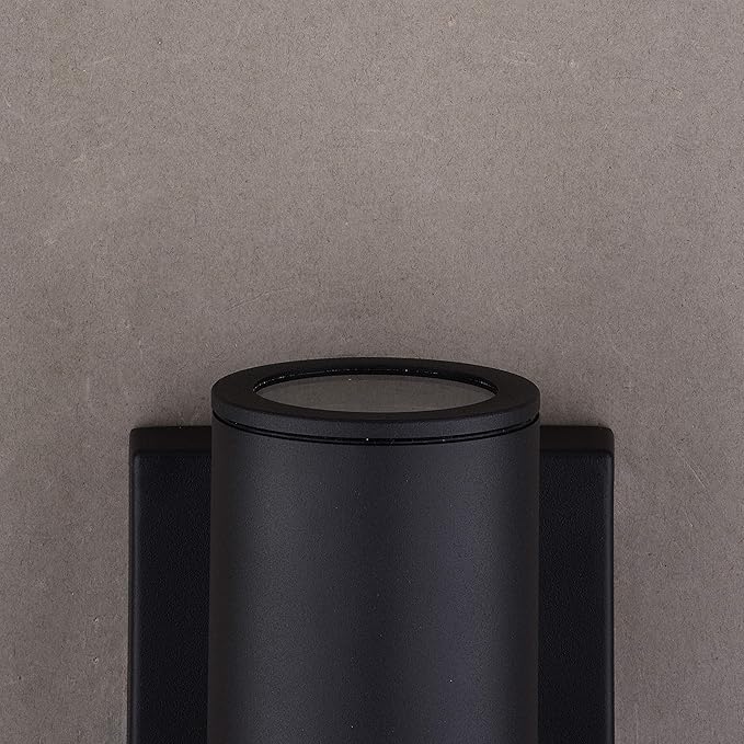 VAXCEL Chiasso Modern Outdoor Porch Light,4.5" W x 8" H 2-Light Black Cylinder Wall Sconce, Waterproof LED Up and | Lumora
