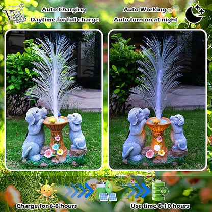 Solar Dog Garden Statues，LED Lights Outdoor with 7 Multi-Color Changing Modes Solar Garden Decor Yard Lights Outside Patio Lawn, Gifts for Mom Grandma Women Birthday