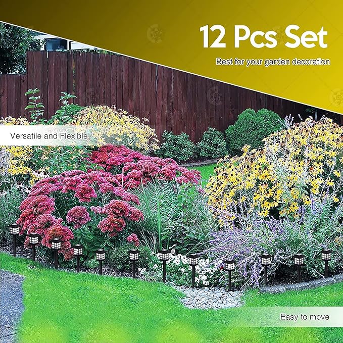 VaygWay 12 Pack Bright Solar Pathway Lights - Premium Quality Waterproof Outdoor Solar Powered Lamp Lights for Garden, Walkway LED Lamp- Perfect for Patio, Lawn, Yard, Driveway, Landscape