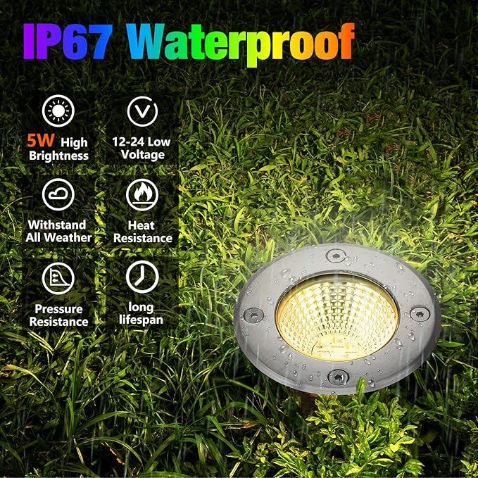 Yahenda 8 Sets Low Voltage Landscape Lights 5W LED Warm White Outdoor Waterproof Deck Lights with Connectors | Lumora