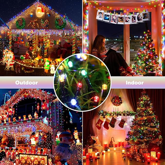 Toodour Battery Christmas Lights, 68.9ft 200 LED Christmas String Lights with 8 Twinkle Modes, Timer, Waterproof Battery Operated String Light for Home, Party, Holiday, Xmas Decor - Multicolor
