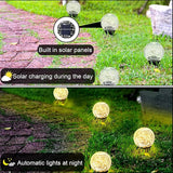 Hbaushun Garden Solar Lights 2 Pack,Outdoor Waterproof 30 LED Cracked Glass Ball Globe Solar Power Ground Lights | Lumora