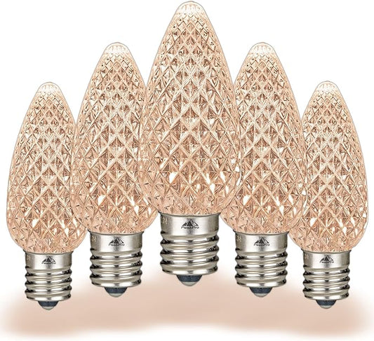 Novelty Lights 500CT Case Faceted Ultra Bright Dimmable Outdoor Christmas Replacement Bulbs Decorative LED Christmas Lights, C9 LED Bulbs (Warm White 3000K)