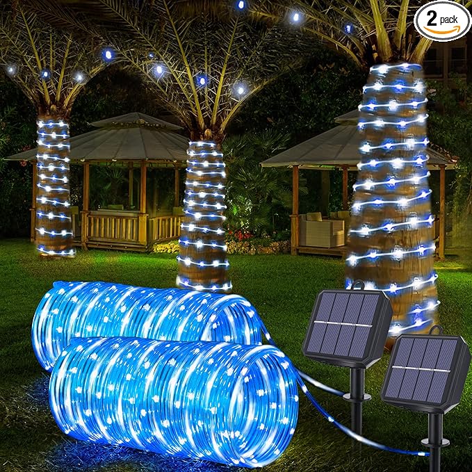 Solar Rope Lights, 2 Packs Total 132ft 400LED Solar String Lights, 8 Modes Waterproof Solar Powered Outdoor Light | Lumora