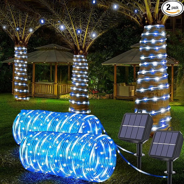 Solar Rope Lights, 2 Packs Total 132ft 400LED Solar String Lights, 8 Modes Waterproof Solar Powered Outdoor Light | Lumora