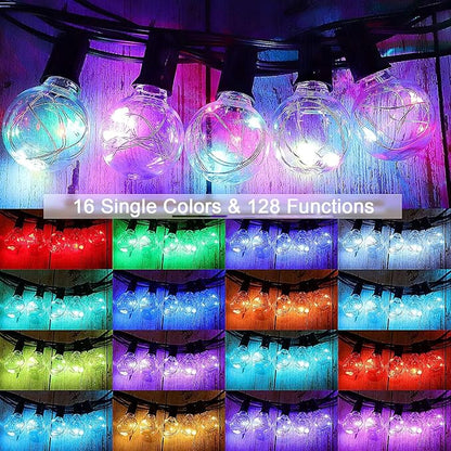 30FT LED Outdoor String Lights, G40 Globe Patio Lights with 24 Colors Color Changing and 128 Modes, Dimmable Waterproof Connectable Outdoor Light for Outside Backyard Porch Balcony Party Decoration