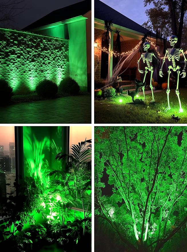 Christmas Green LED Spot Lights Landscape Lights Outdoor, 110v Plug in Landscape Lighting with IP66 Waterproof | Lumora