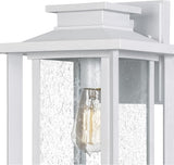 Quoizel Wakefield Vintage Wall Sconce, Coastal Armour 14 Inch 1-Light Matte White Wall Lantern, Clear Seedy Glass | Lumora