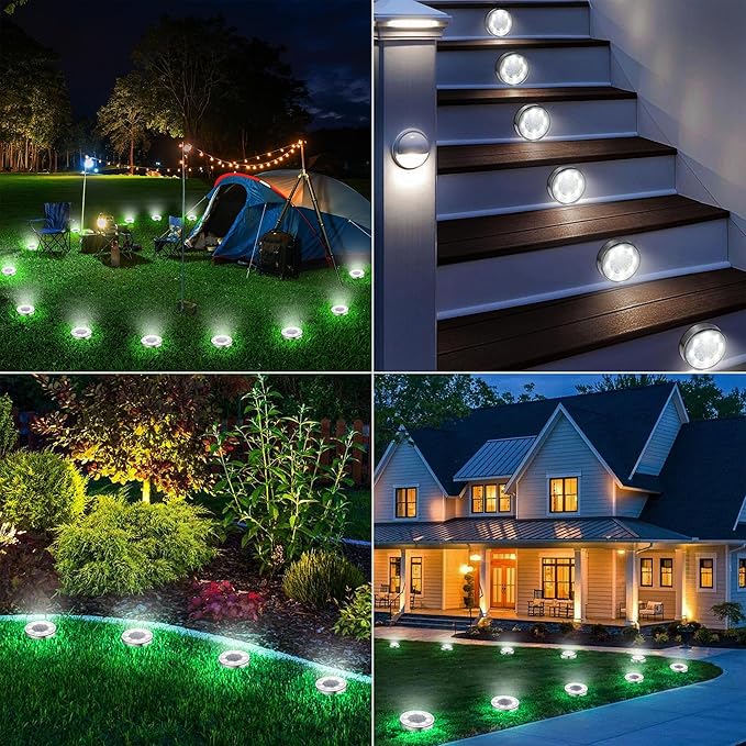 Mulit-Purpose Solar Ground Lights Outdoor - 8 Pack IP68 Waterproof Solar Powered Deck Lights Outdoor Landscape | Lumora