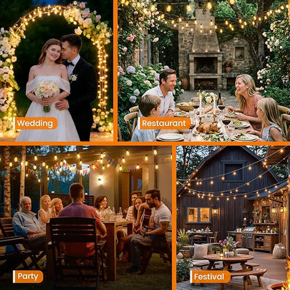 Outdoor String Lights, 25FT Patio Lights with 16 Shatterproof S11 Bulbs (1 Spare), IP65 Waterproof & Connectable, 2200K Warm White LED Hanging Lights for Cafe, Garden, Porch, Party Decor