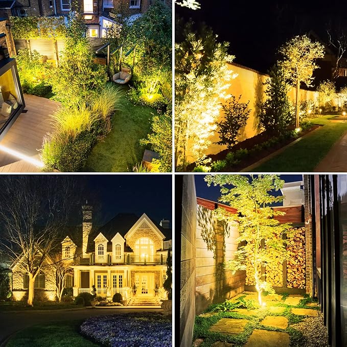 T-SUNUS Christmas Solar Landscape Spotlights Warm White, 2W Garden Spot Lights Outdoor 9.8ft Cable IP65 Waterproof | Lumora