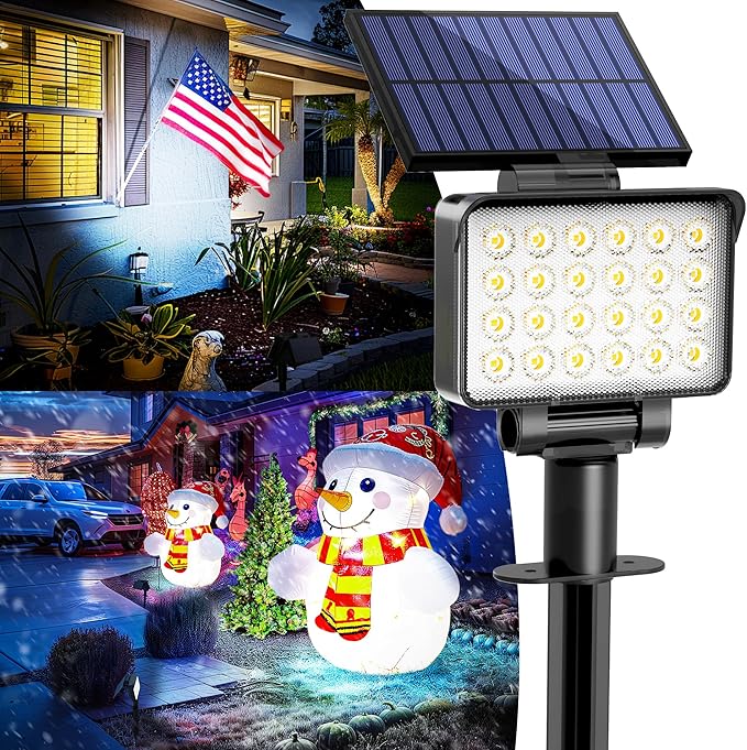 Solar Spot Lights Outdoor Waterproof for Flag, Tree, House, Garden, Yard, Landscape Spotlights for Accent Uplighting Halloween Christmas Decorations-1 Pack