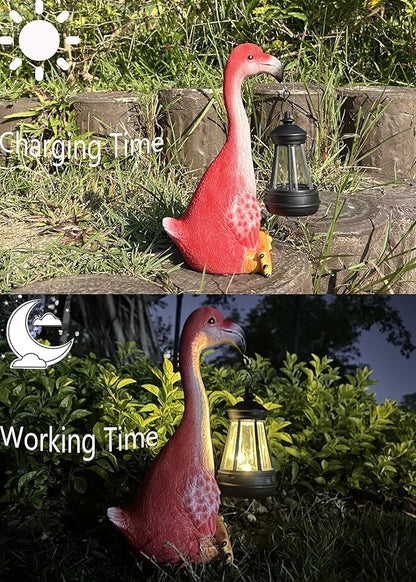 Resin Flamingo Solar Lights are Suitable for Sculptures in courtyards, Gardens, Pathways, porches and so on. They are Nice Gifts for Women at Christmas.
