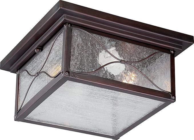 Nuvo Lighting 60/5616 Vega Flush One Light 60-watt Max Outdoor Close to Ceiling Porch and Patio Lighting with Clear Seeded Glass, Classic Bronze