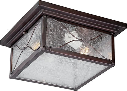 Nuvo Lighting 60/5616 Vega Flush One Light 60-watt Max Outdoor Close to Ceiling Porch and Patio Lighting with Clear Seeded Glass, Classic Bronze