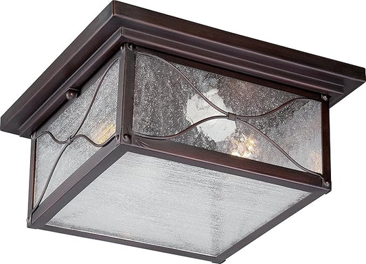 Nuvo Lighting 60/5616 Vega Flush One Light 60-watt Max Outdoor Close to Ceiling Porch and Patio Lighting with Clear Seeded Glass, Classic Bronze